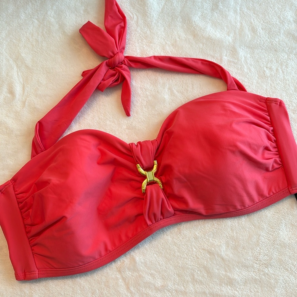 Bikini Top Size 14 Halter Sweetheart Molded Cup Coral NWT